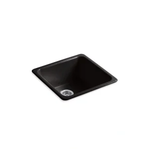 KOHLER Iron/Tones Cast Iron 20.88 in. Drop-In/Undermount Bar Sink in Black
