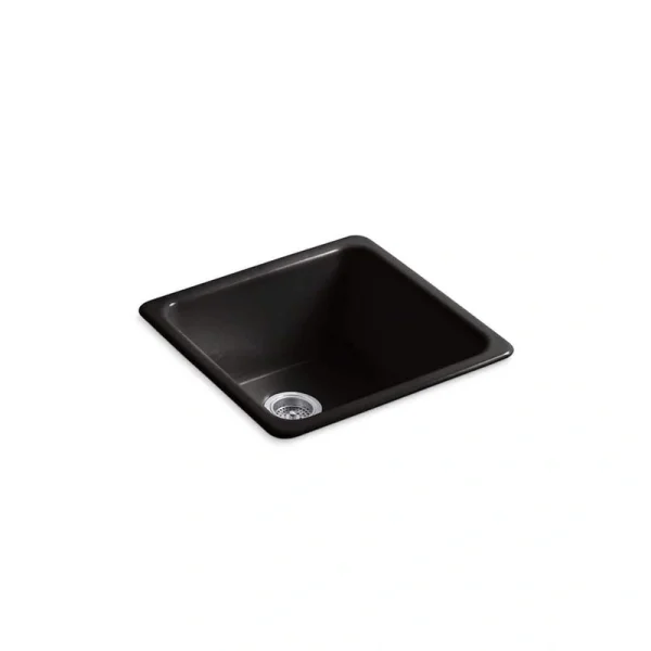 KOHLER Iron/Tones Cast Iron 20.88 in. Drop-In/Undermount Bar Sink in Black