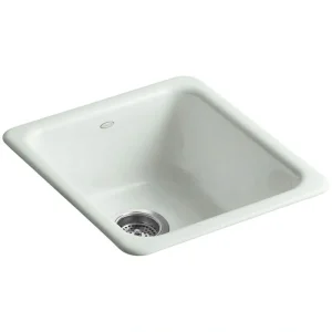 KOHLER Iron/Tones Drop-In/Undermount Cast-Iron 17 in. Single Bowl Kitchen Sink in Sea Salt
