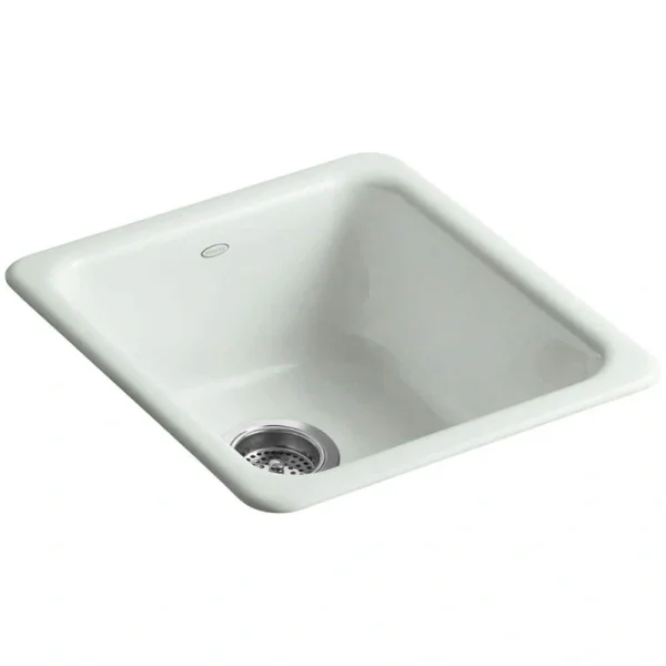 KOHLER Iron/Tones Drop-In/Undermount Cast-Iron 17 in. Single Bowl Kitchen Sink in Sea Salt