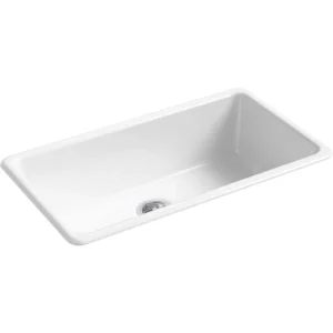 KOHLER Iron/Tones Drop-In/Undermount Cast Iron 33 in. Single Bowl Kitchen Sink in White