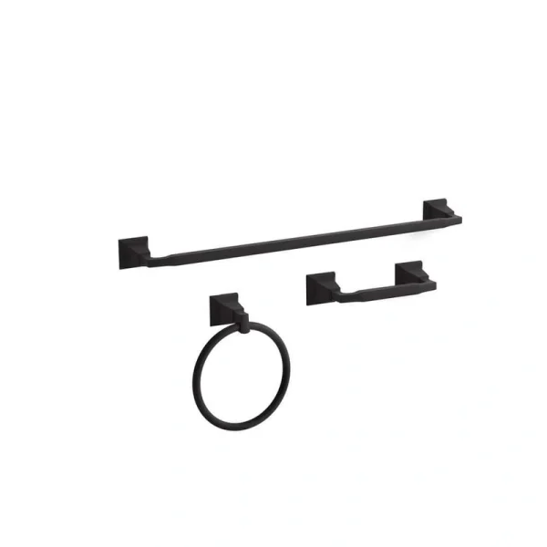 KOHLER Kallan 3-Piece Bathroom Hardware Set in Matte Black