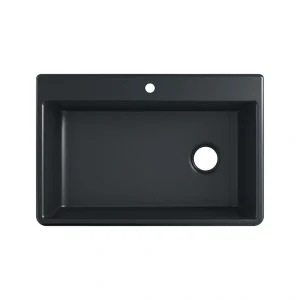 KOHLER Kennon 33 in. Drop-in/Undermount 1-Hole Single Bowl Neoroc Granite Composite Kitchen Sink in Matte Black
