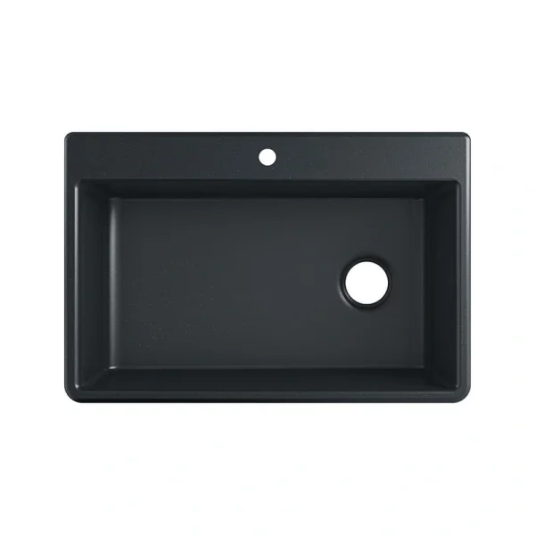 KOHLER Kennon 33 in. Drop-in/Undermount 1-Hole Single Bowl Neoroc Granite Composite Kitchen Sink in Matte Black