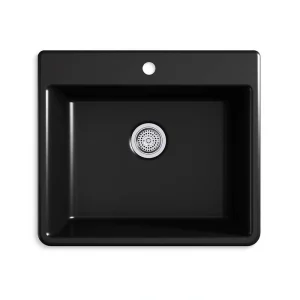KOHLER Kennon Drop-in/Undermount Neoroc Granite Composite 25 in. 1-Hole Single Bowl Kitchen Sink in Matte Black
