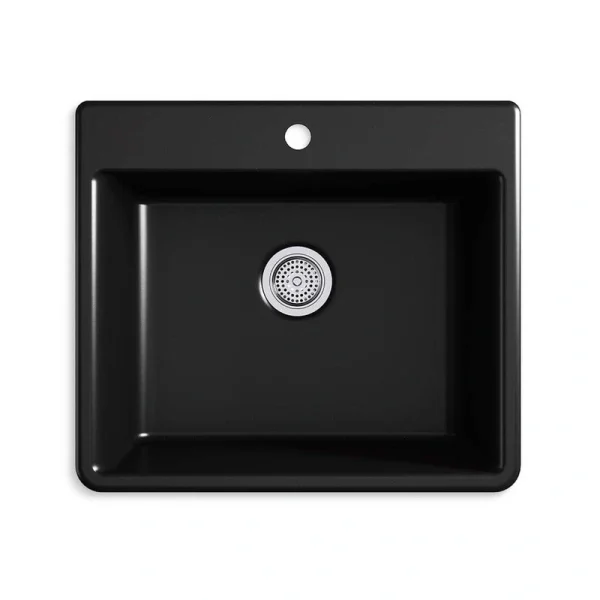 KOHLER Kennon Drop-in/Undermount Neoroc Granite Composite 25 in. 1-Hole Single Bowl Kitchen Sink in Matte Black