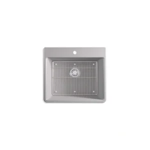 KOHLER Kennon Matte Grey Solid Surface 25 in. Single Bowl Undermount Kitchen Sink