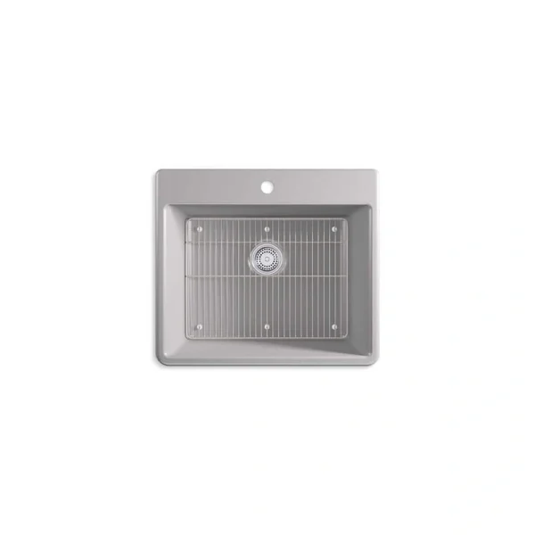 KOHLER Kennon Matte Grey Solid Surface 25 in. Single Bowl Undermount Kitchen Sink
