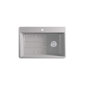 KOHLER Kennon Matte Grey Solid Surface 33 in. Single Bowl Undermount Kitchen Sink