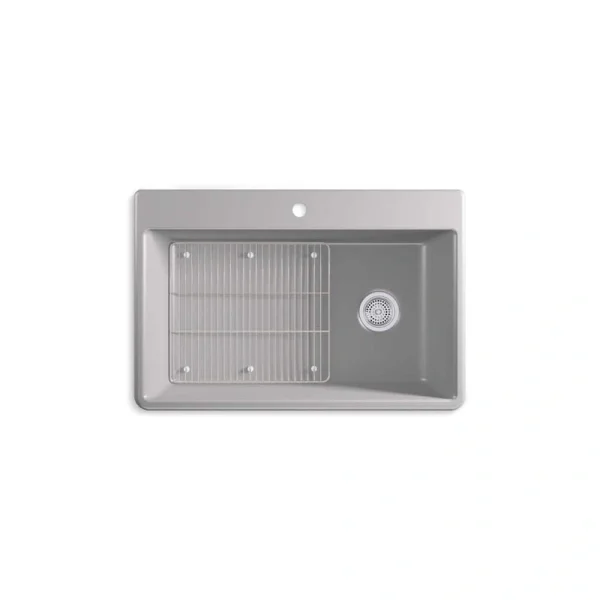 KOHLER Kennon Matte Grey Solid Surface 33 in. Single Bowl Undermount Kitchen Sink