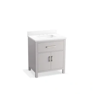 KOHLER Kresla 30.98in. Single Sink Freestanding Atmos Grey Bath Vanity with White Quartz Top Assembled