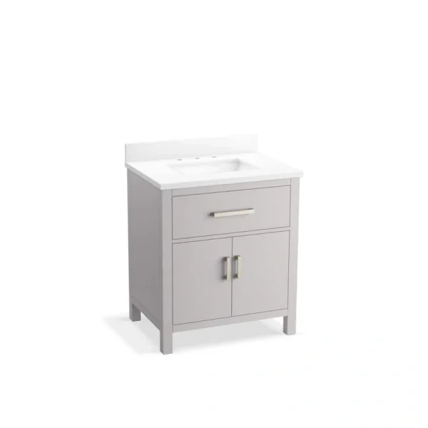 KOHLER Kresla 30.98in. Single Sink Freestanding Atmos Grey Bath Vanity with White Quartz Top Assembled
