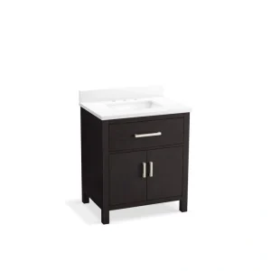 KOHLER Kresla 30.98in. Single Sink Freestanding Carbon Oak Bath Vanity with White Quartz Top Assembled