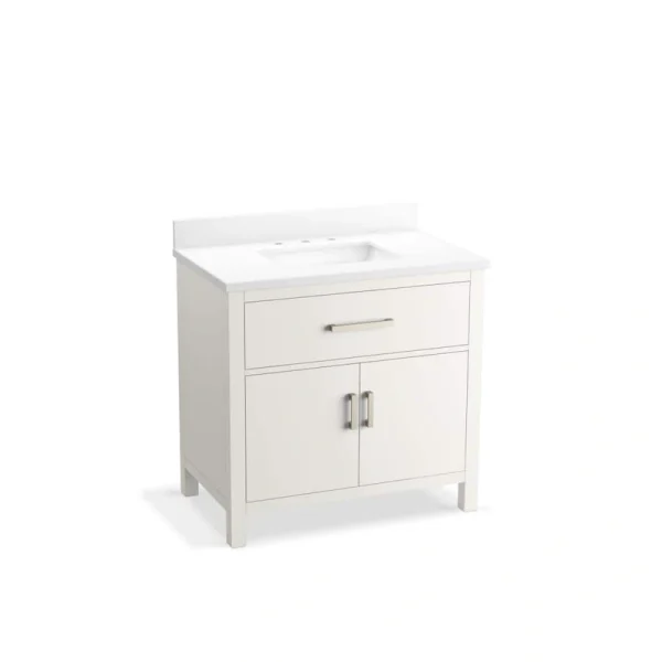 KOHLER Kresla 36.97in. Single Sink Freestanding White Bath Vanity with White Quartz Top Assembled