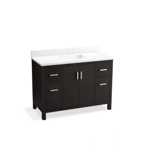 KOHLER Kresla 49.02in. Single Sink Freestanding Carbon Oak Bath Vanity with White Quartz Top Assembled