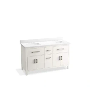 KOHLER Kresla 61in. Double Sink Freestanding White Bath Vanity with White Quartz Top Assembled