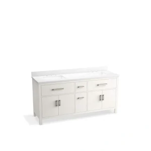 KOHLER Kresla 72.99in. Double Sink Freestanding White Bath Vanity with White Quartz Top Assembled