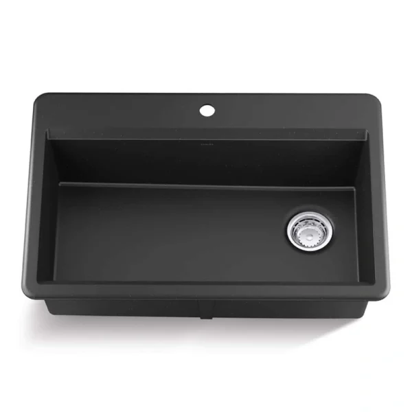 KOHLER Lassen 33 in. Drop-in/Undermount Single Bowl Granite Composite Kitchen Sink in Matte Black