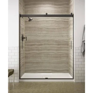 KOHLER Levity 56-60 in. W x 74 in. H Frameless Sliding Shower Door in Anodized Dark Bronze