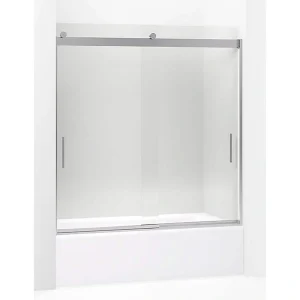 KOHLER Levity 57-60 in. W x 62 in. H Frameless Sliding Bath Door in Anodized Dark Bronze with Blade Handles