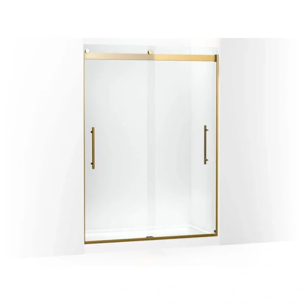 KOHLER Levity Plus 57-60 in. W x 82 in. H with 3/8 in. Thick Sliding Frameless Shower Door Crystal Clear Glass T726938632