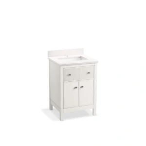 KOHLER Malin 25in. Single Sink Freestanding White Bath Vanity with White Quartz Top Assembled