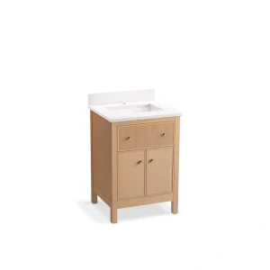 KOHLER Malin 25in. Single Sink Freestanding White Oak Bath Vanity with White Quartz Top Assembled
