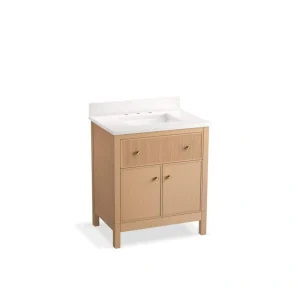KOHLER Malin 31in. Single Sink Freestanding White Oak Bath Vanity with White Quartz Top Assembled