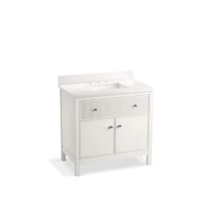 KOHLER Malin 37in. Single Sink Freestanding White Bath Vanity with White Quartz Top Assembled