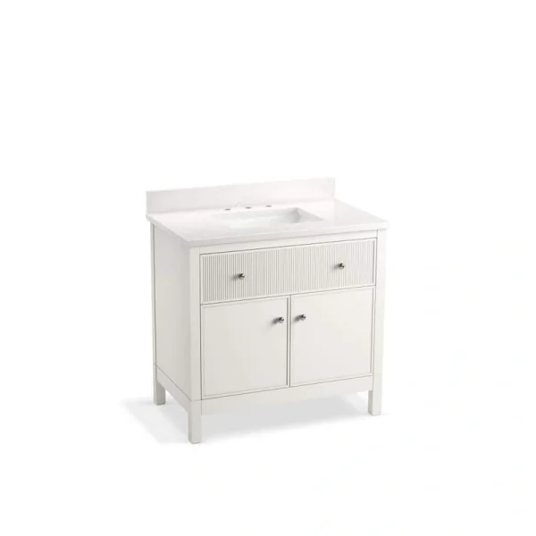 KOHLER Malin 37in. Single Sink Freestanding White Bath Vanity with White Quartz Top Assembled