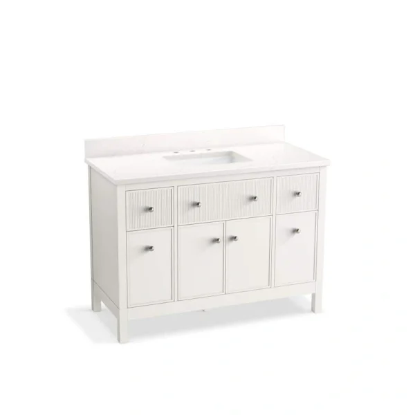 KOHLER Malin 49in. Single Sink Freestanding White Bath Vanity with White Quartz Top Assembled