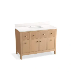 KOHLER Malin 49in. Single Sink Freestanding White Oak Bath Vanity with White Quartz Top Assembled