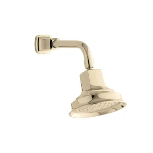 KOHLER Margaux 1-Spray 5.3 in. Single Wall Mount Fixed Shower Head in Vibrant French Gold