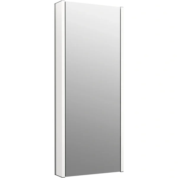 KOHLER Maxstow 17-in x 40-in Lighted LED Surface Mount Dark Anodized Aluminum Mirrored Medicine Cabinet with Outlet