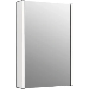 KOHLER Maxstow 17 x 24 Lighted LED Surface Mount Dark Anodized Aluminum Mirrored Medicine Cabinet with Outlet
