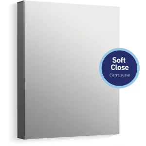 KOHLER Maxstow 20-in x 24.25-in Surface Mount Dark Anodized Aluminum Mirrored Soft Close Medicine Cabinet