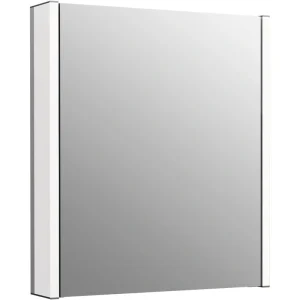 KOHLER Maxstow 22 x 24 Lighted LED Surface Mount Dark Anodized Aluminum Mirrored Medicine Cabinet with Outlet