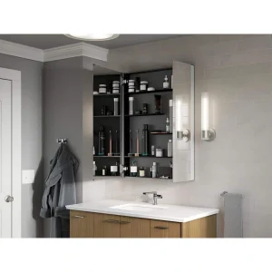 KOHLER Maxstow 30 in. x 40 in. Surface-Mount Medicine Cabinet with Mirror in Dark Anodized Aluminum