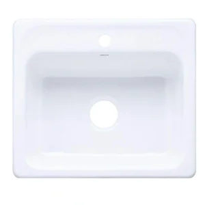 KOHLER Mayfield Drop-In Cast Iron 25 in. 1-Hole Single Bowl Kitchen Sink in White