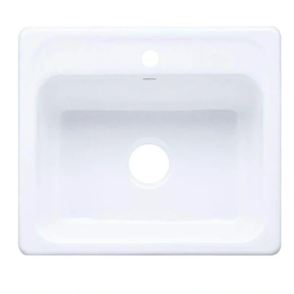 KOHLER Mayfield Drop-In Cast Iron 25 in. 1-Hole Single Bowl Kitchen Sink in White