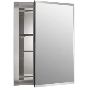 KOHLER Medicine Cabinet 16-in x 20-in Recessed Mount Anodized Aluminum Mirrored Medicine Cabinet