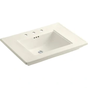 KOHLER Memoirs 5 in. Cermaic Pedestal Sink Basin in Biscuit with Overflow Drain