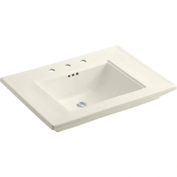 KOHLER Memoirs 5 in. Cermaic Pedestal Sink Basin in Biscuit with Overflow Drain