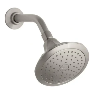 KOHLER Memoirs Classic 5.5 in. 1-Spray Single Wall Mount Fixed Shower Head, Brushed Nickel