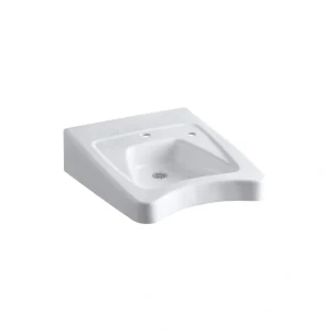 KOHLER Morningside 20×27 Wall-Mounted Bathroom Sink in White with Left-Hand Soap Hole