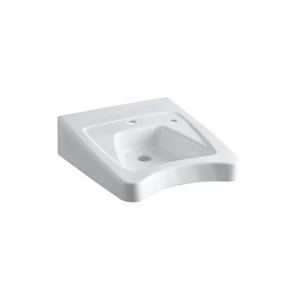 KOHLER Morningside 20×27 Wall-Mounted Bathroom Sink in White with Left-Hand Soap Hole
