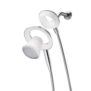 KOHLER Moxie 1-Spray Patterns with 2.5 GPM 6 in. Wall Mount Handheld Shower Head with Speaker in Polished Chrome