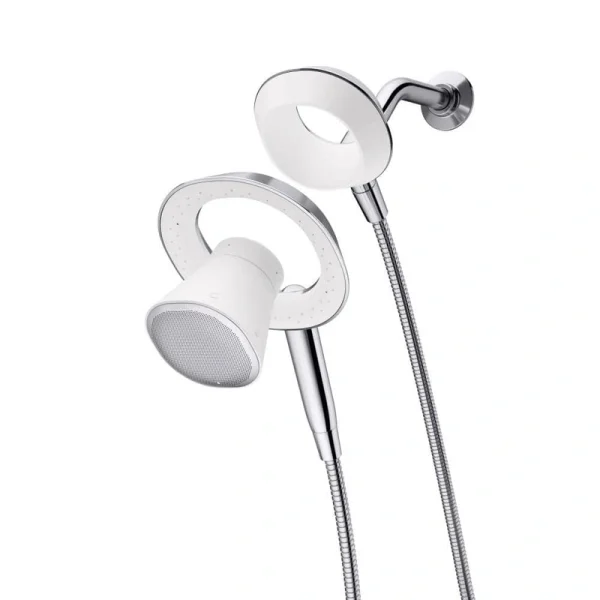 KOHLER Moxie 1-Spray Patterns with 2.5 GPM 6 in. Wall Mount Handheld Shower Head with Speaker in Polished Chrome