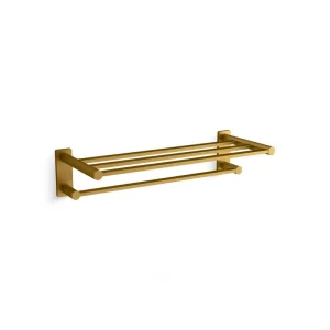 KOHLER Parallel 24 in. Wall Mounted Hotelier Guest Towel Holder in Vibrant Brushed Moderne Brass