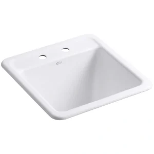KOHLER Park Falls 22 in. x 21 in. Cast Iron Drop-In/Undermount Utility Sink in White